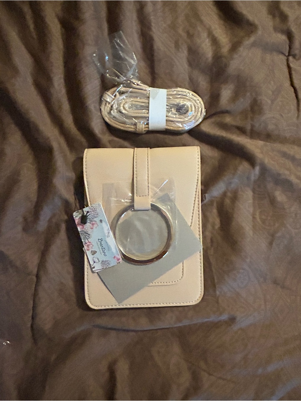Brentano Hazelnut Crossbody Bag with Accent Ring